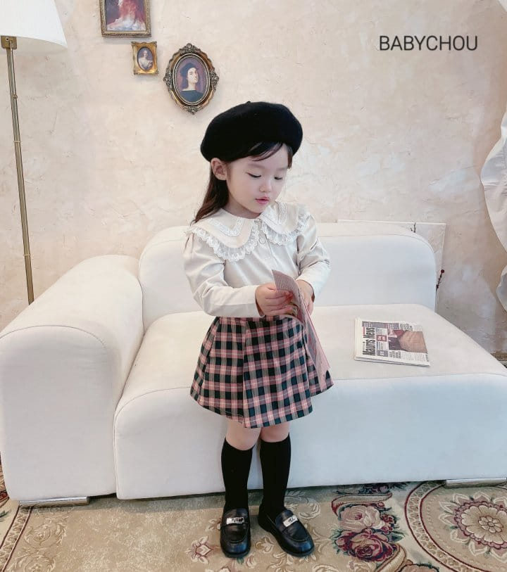 Babychou - Korean Children Fashion - #kidzfashiontrend - Lewet Check Skirt - 6