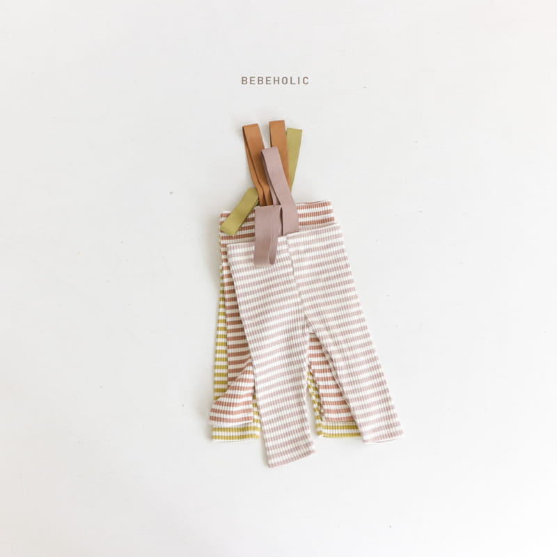 Bebe Holic - Korean Baby Fashion - #babyootd - Stripes Dungarees Leggings