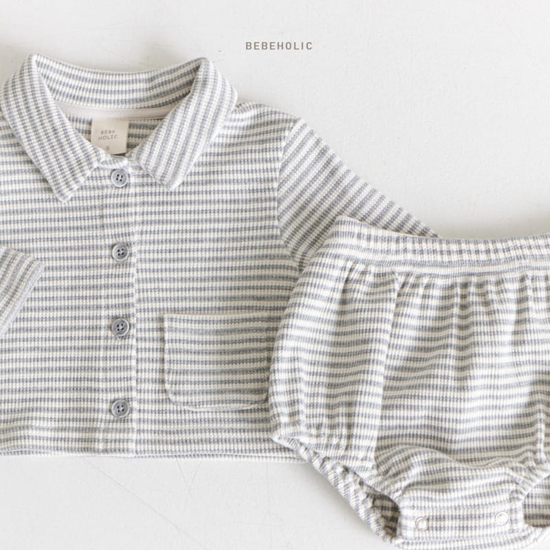 Bebe Holic - Korean Baby Fashion - #babyoutfit - Waffle Collar Top Bottom Set - 7