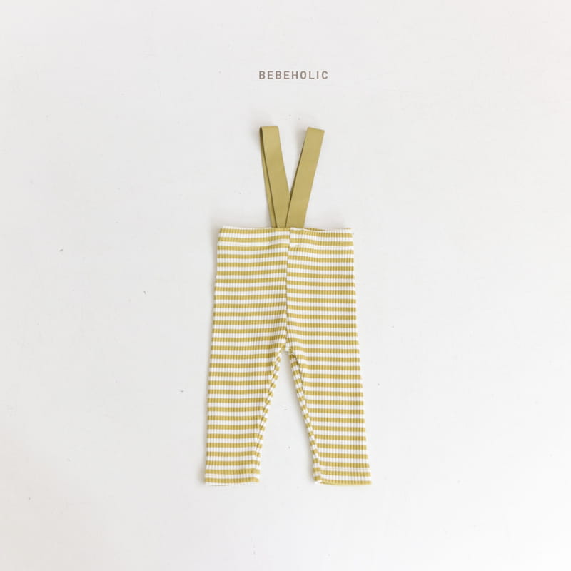 Bebe Holic - Korean Baby Fashion - #babyoutfit - Stripes Dungarees Leggings - 4