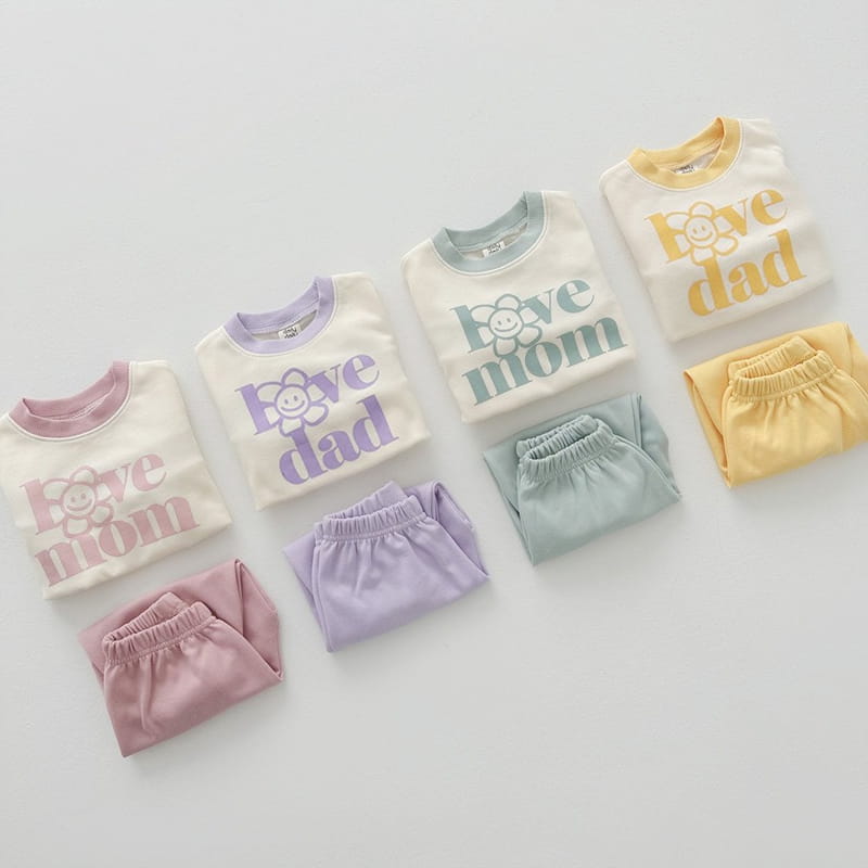 Daily Daily - Korean Children Fashion - #minifashionista - Mom And Daddy Love Top Bottom Set - 10