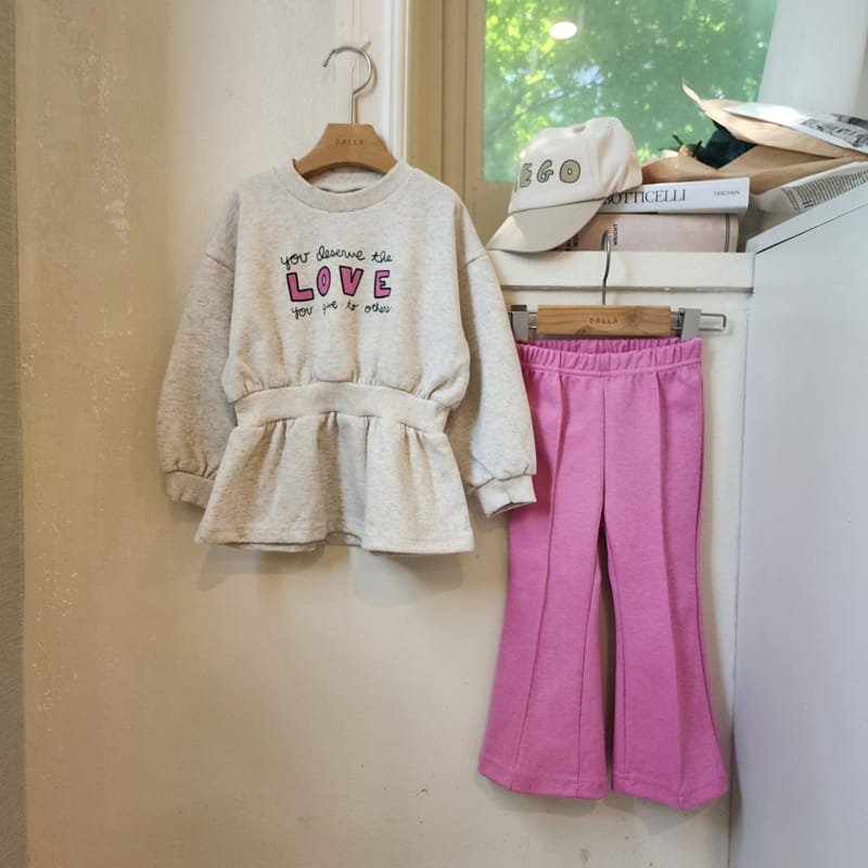 Dalla - Korean Children Fashion - #minifashionista - Love Top Bottom Set - 11