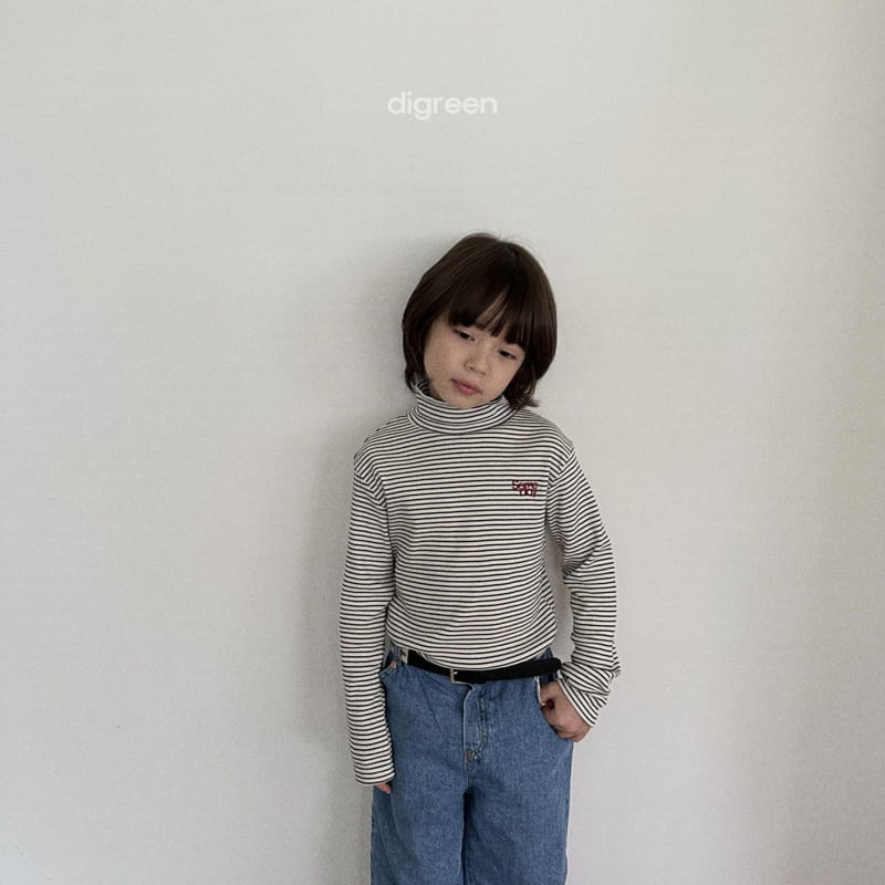 Digreen - Korean Children Fashion - #fashionkids - Line Turtleneck Tee