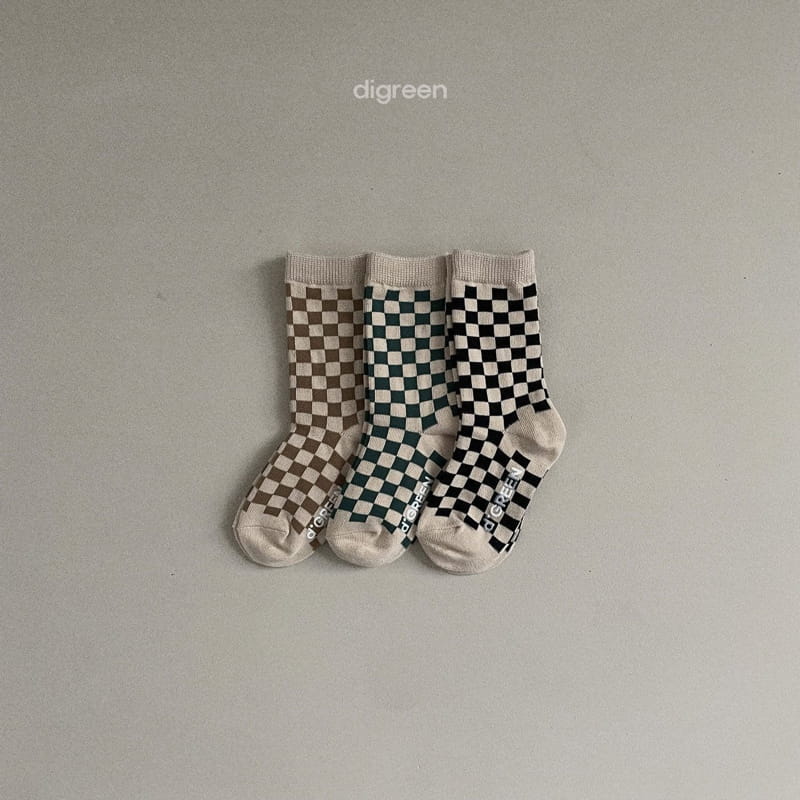 Digreen - Korean Children Fashion - #fashionkids - Checker Board Socks - 12