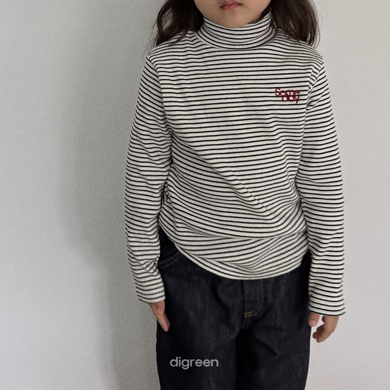 Digreen - Korean Children Fashion - #kidsstore - Line Turtleneck Tee - 4