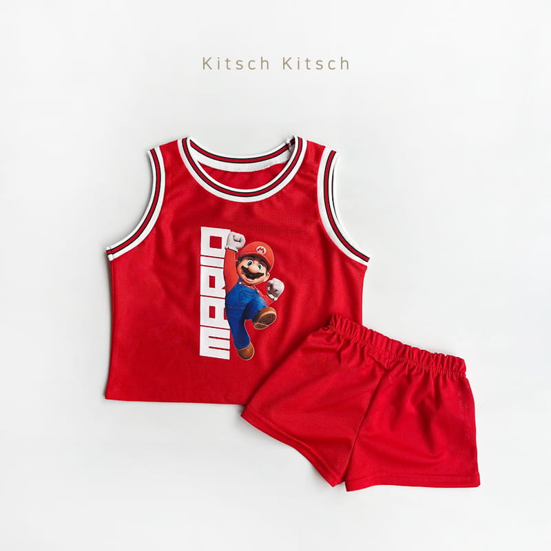 Kitsch Kitsch - Korean Children Fashion - #discoveringself - Red Hat M Sleeveless Top Bottom Set - 3