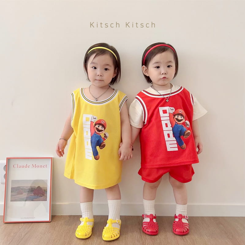 Kitsch Kitsch - Korean Children Fashion - #littlefashionista - Red Hat M Sleeveless Top Bottom Set - 9