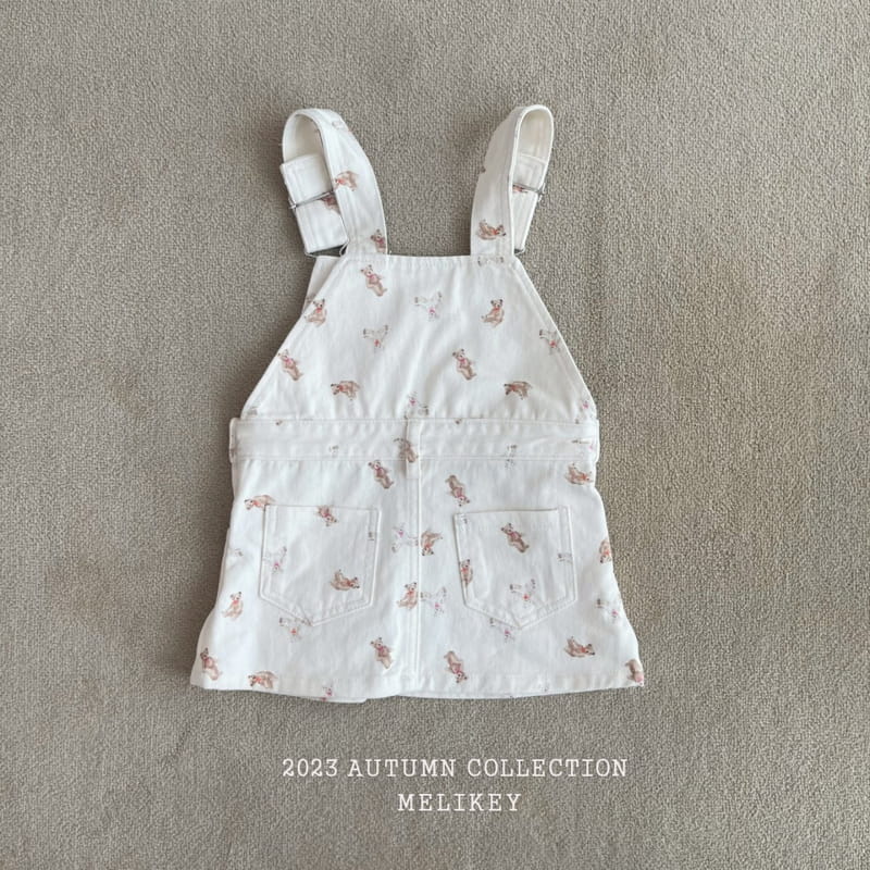 Melikey - Korean Children Fashion - #childrensboutique - Bear Dungarees Skirt