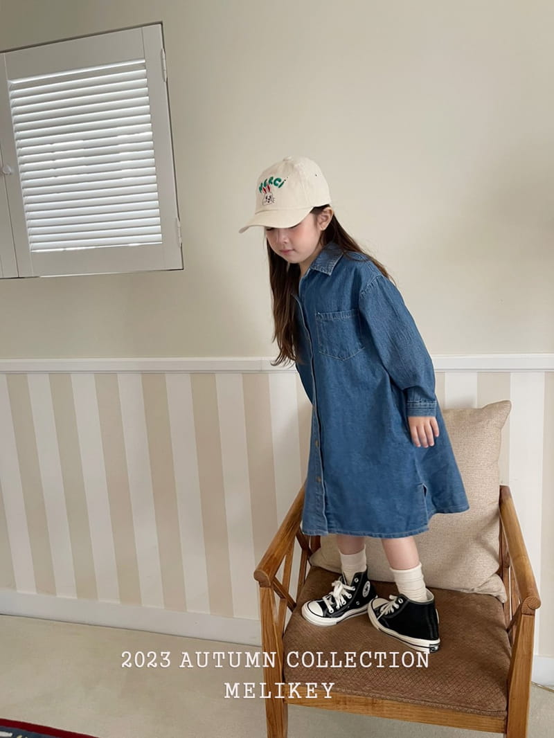 Melikey - Korean Children Fashion - #kidsshorts - Denim Shirt One-piece - 11