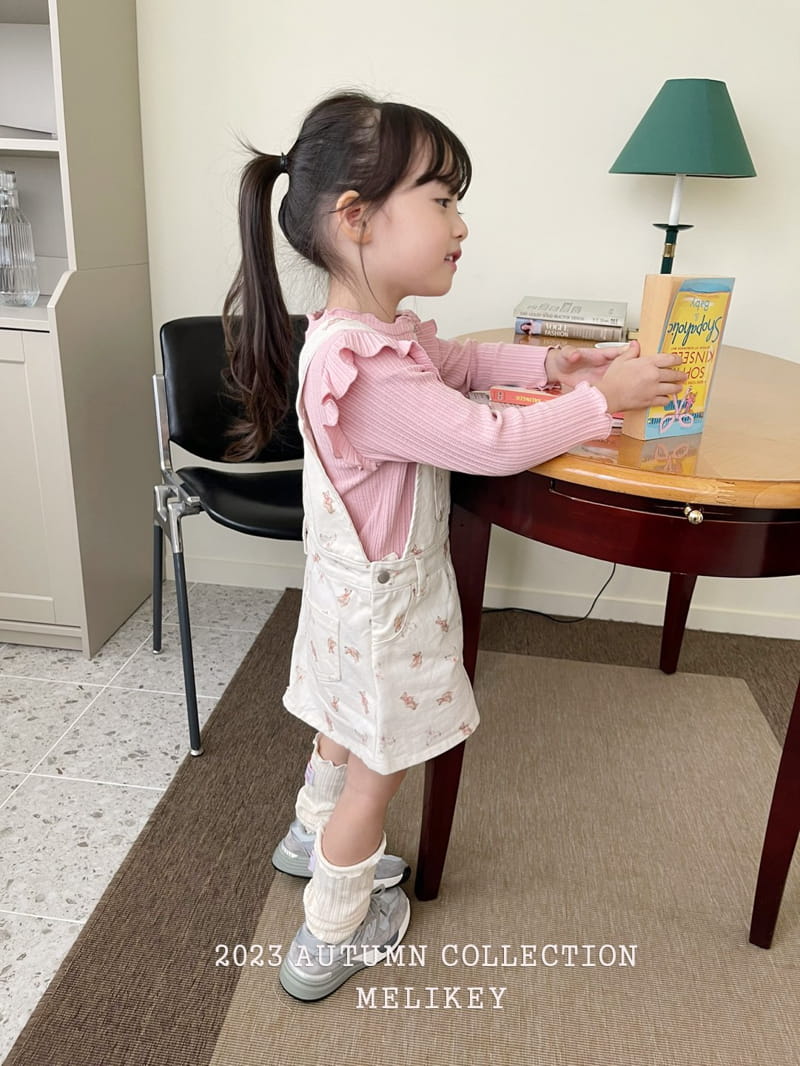 Melikey - Korean Children Fashion - #kidsstore - Bear Dungarees Skirt - 6