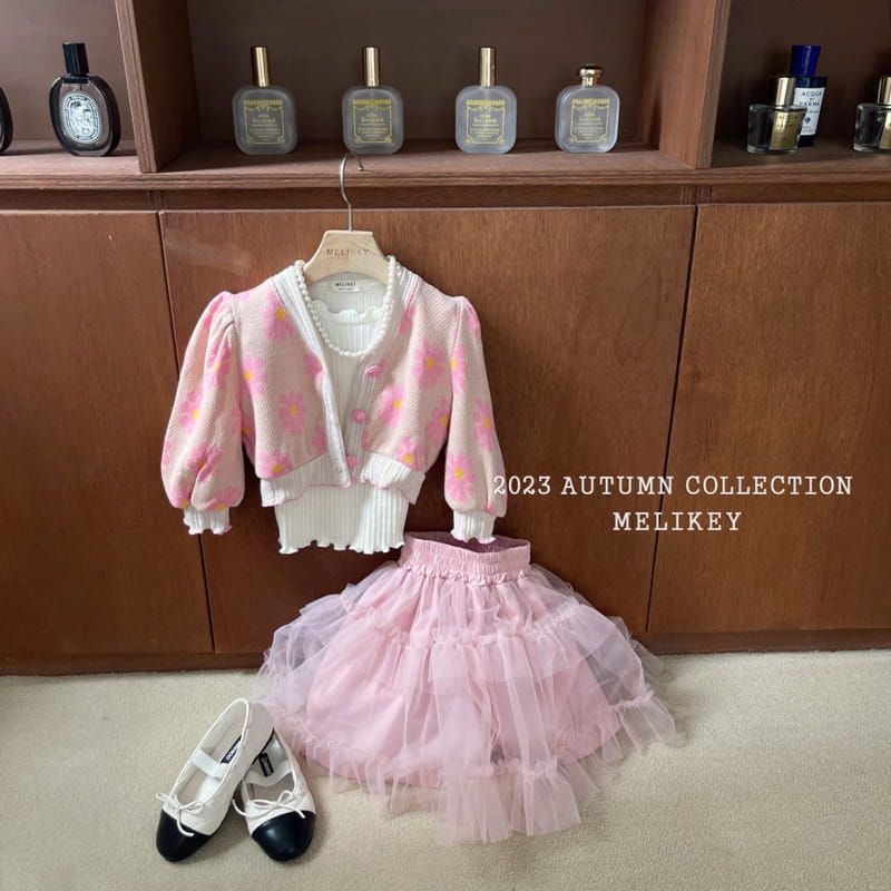 Melikey - Korean Children Fashion - #littlefashionista - Big Flower Puff Cardigan - 6