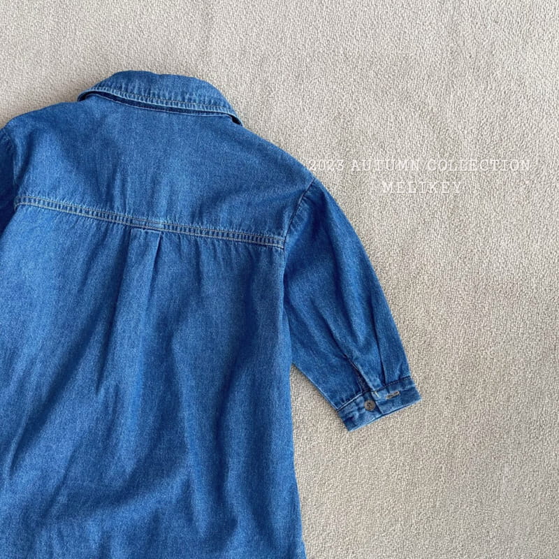 Melikey - Korean Children Fashion - #prettylittlegirls - Denim Shirt One-piece - 2