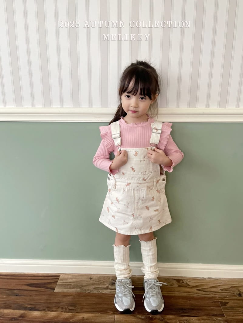 Melikey - Korean Children Fashion - #prettylittlegirls - Bear Dungarees Skirt - 12