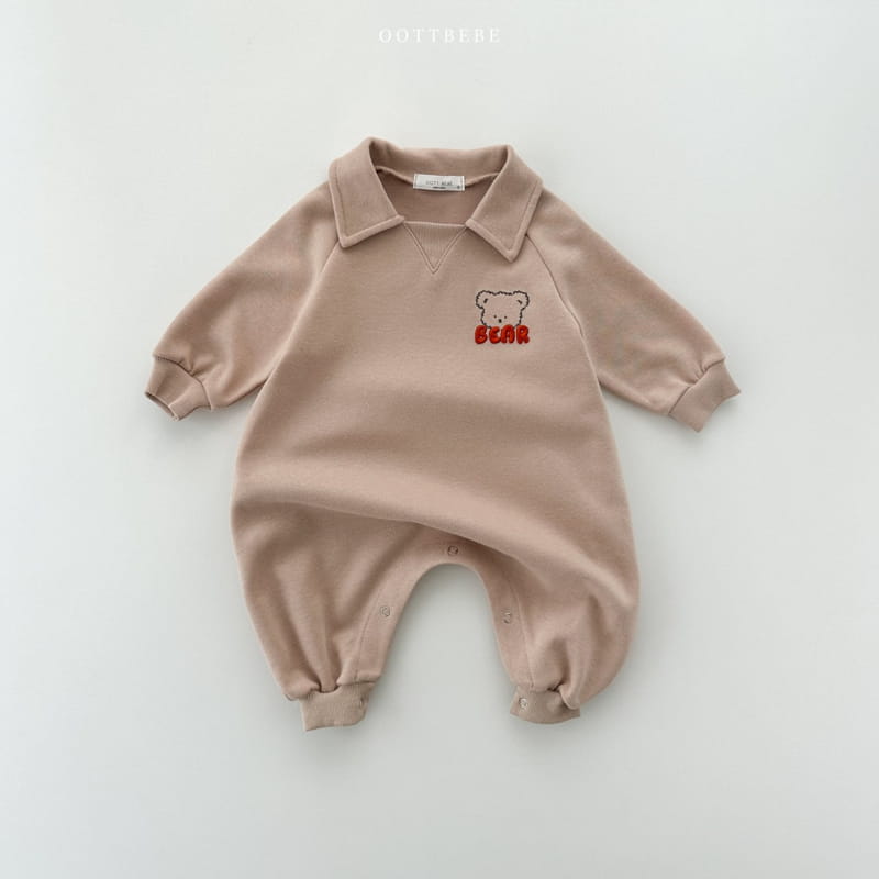 Oott Bebe - Korean Baby Fashion - #babyboutiqueclothing - Bear Volume Collar Bodysuit - 6