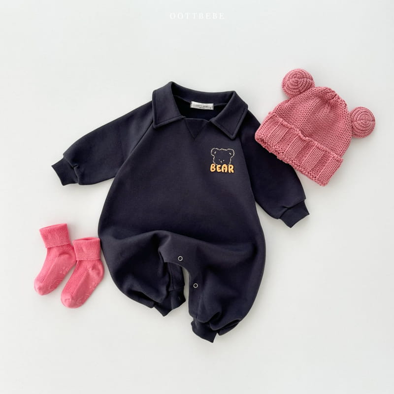 Oott Bebe - Korean Baby Fashion - #babywear - Bear Volume Collar Bodysuit