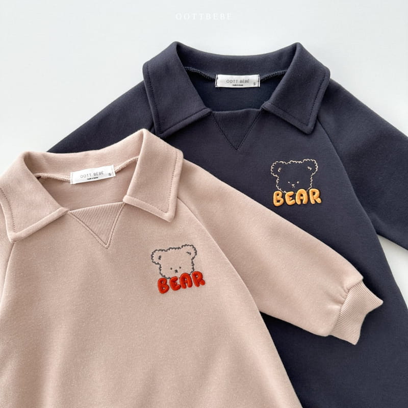 Oott Bebe - Korean Baby Fashion - #onlinebabyshop - Bear Volume Collar Bodysuit - 3