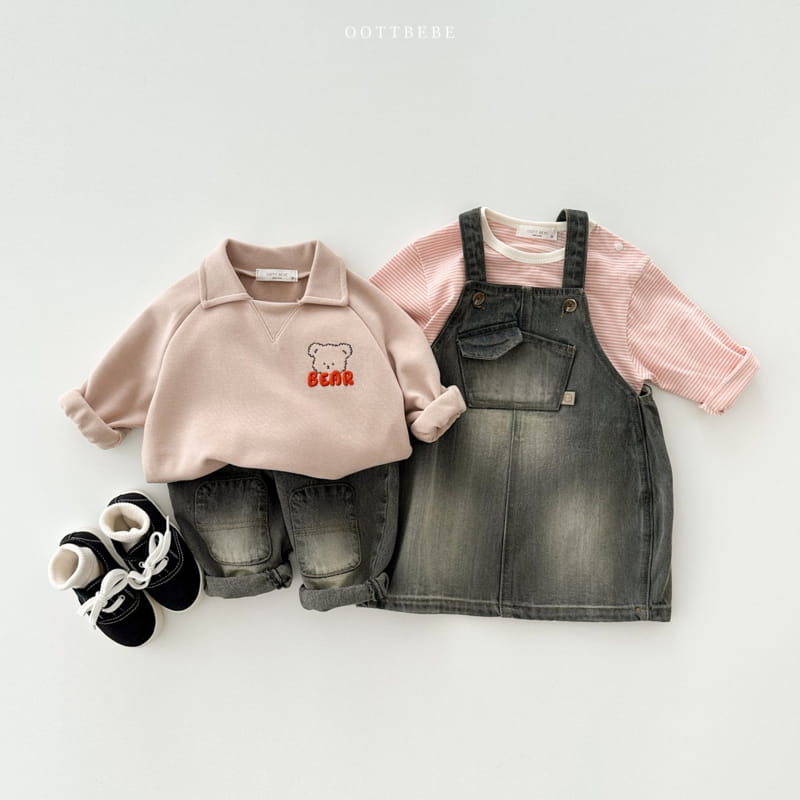 Oott Bebe - Korean Children Fashion - #kidsshorts - Bear Volume Collar Sweatshirt - 9