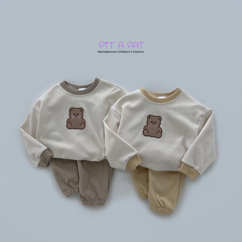 Pitapat - Korean Children Fashion - #kidzfashiontrend - Shy Bear Color Top Bottom Set - 4