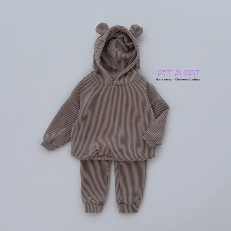 Pitapat - Korean Children Fashion - #designkidswear - Bear Hoody Top Bottom Set - 3