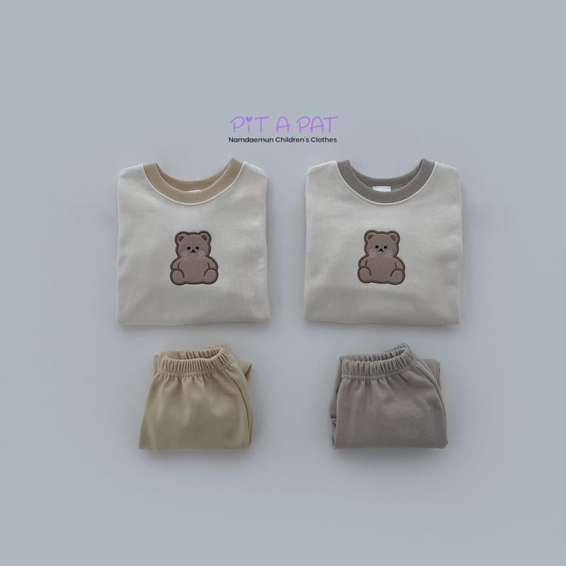 Pitapat - Korean Children Fashion - #kidsshorts - Shy Bear Color Top Bottom Set