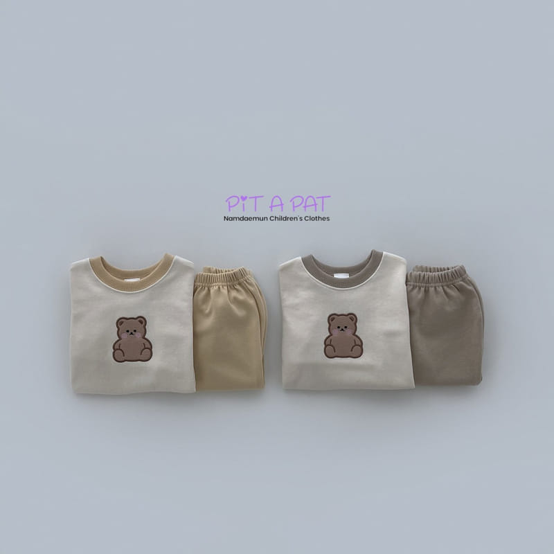 Pitapat - Korean Children Fashion - #kidzfashiontrend - Shy Bear Color Top Bottom Set - 3