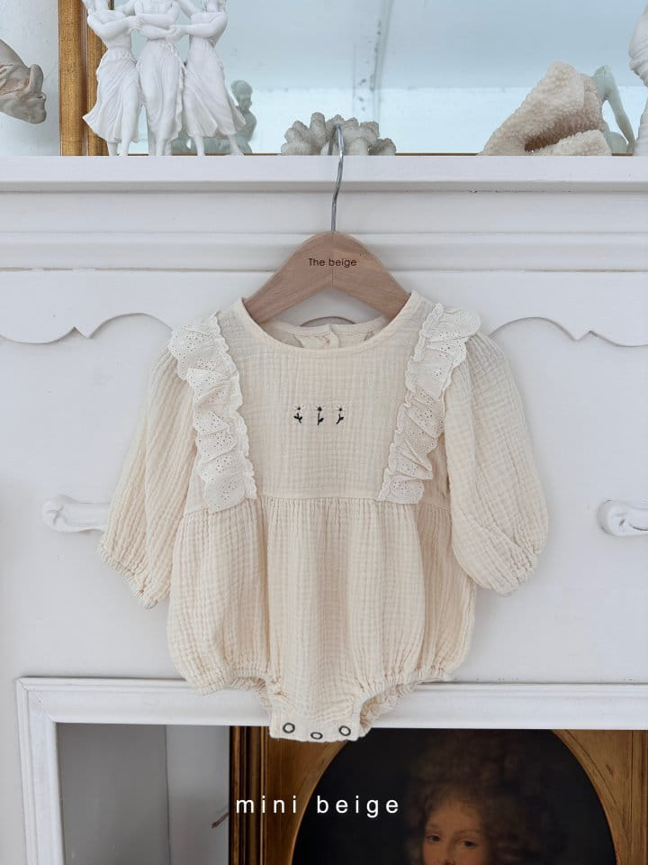 The Beige - Korean Baby Fashion - #babyboutique - Embrodiery Frill Bodysuit