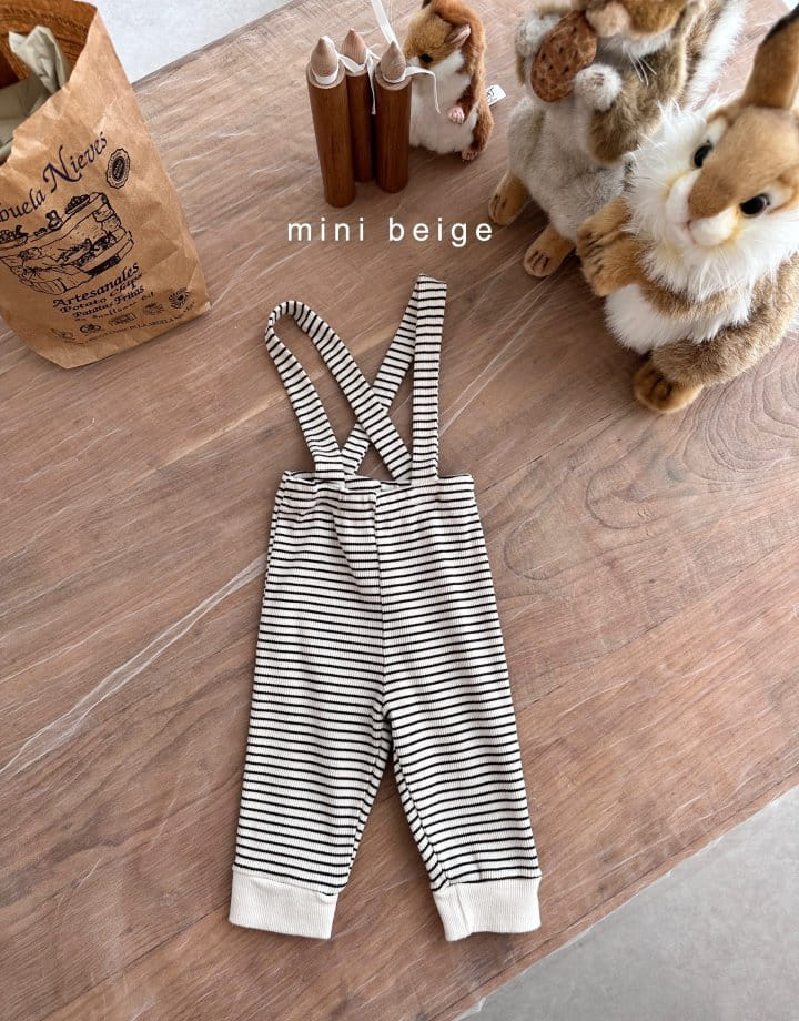 The Beige - Korean Baby Fashion - #babyclothing - Stripes Dungarees Pants - 3