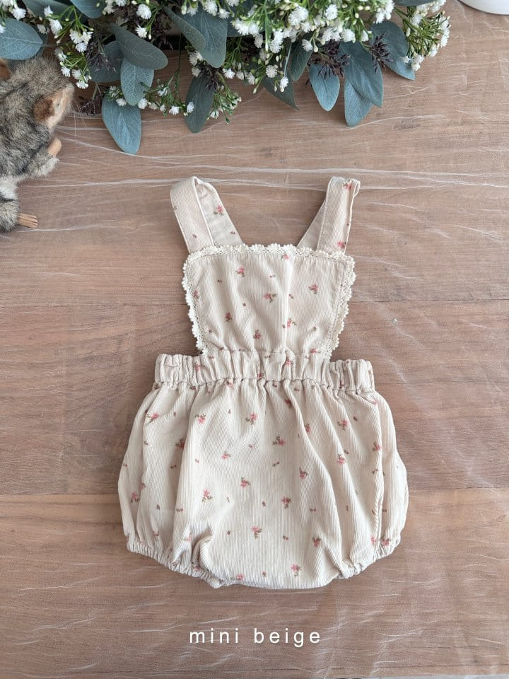 The Beige - Korean Baby Fashion - #babyclothing - Rib Lace Dungarees Bodysuit