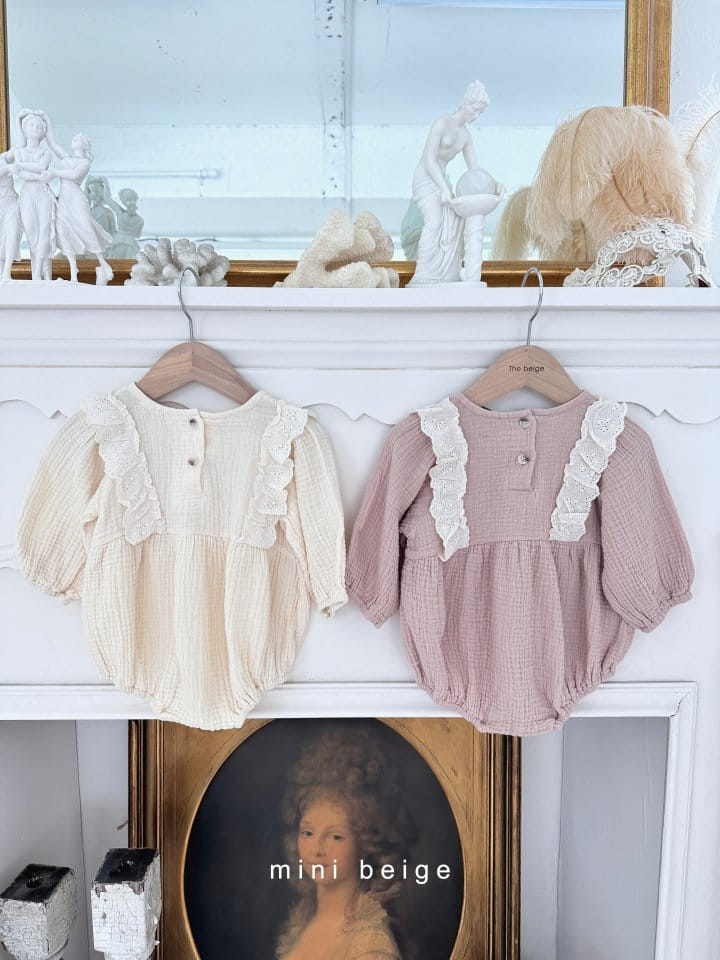 The Beige - Korean Baby Fashion - #babyclothing - Embrodiery Frill Bodysuit - 3