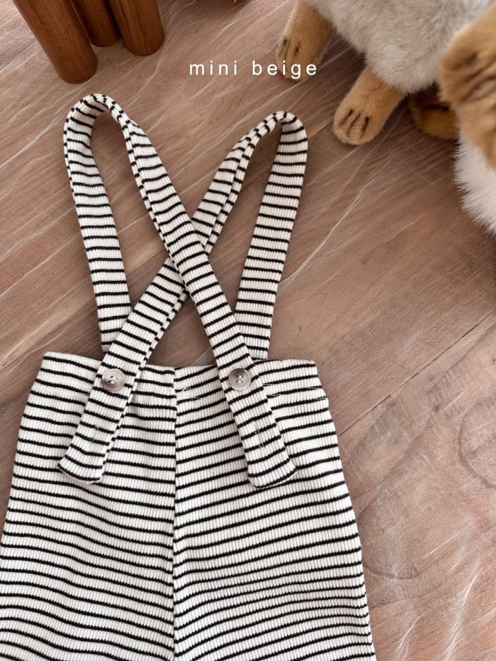 The Beige - Korean Baby Fashion - #babyfever - Stripes Dungarees Pants - 5