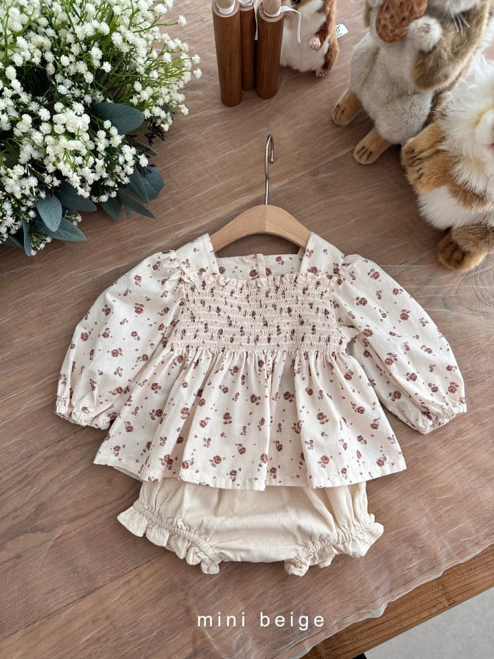 The Beige - Korean Baby Fashion - #babyfever - Square Smocked Blouse - 9