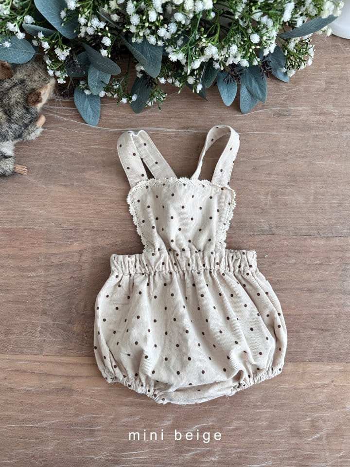 The Beige - Korean Baby Fashion - #babyfever - Rib Lace Dungarees Bodysuit - 4