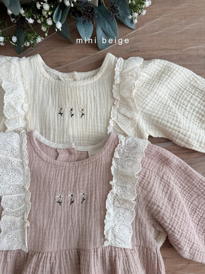 The Beige - Korean Baby Fashion - #babylifestyle - Embrodiery Frill Bodysuit - 7