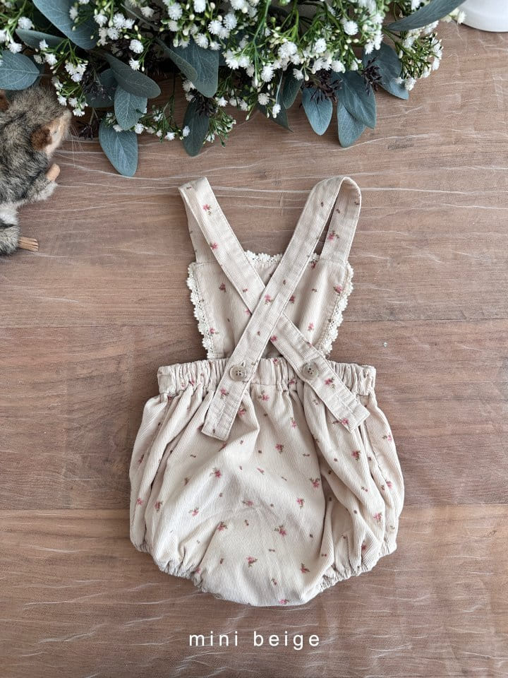 The Beige - Korean Baby Fashion - #babyoninstagram - Rib Lace Dungarees Bodysuit - 6