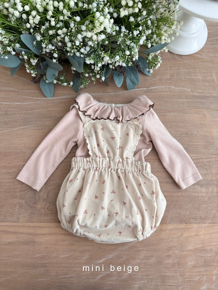 The Beige - Korean Baby Fashion - #babyootd - Rib Lace Dungarees Bodysuit - 7