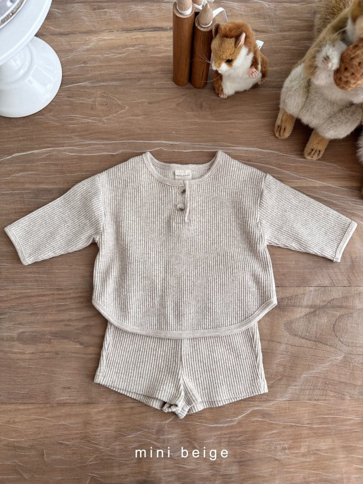 The Beige - Korean Baby Fashion - #babyoutfit - Rib Shorts Set