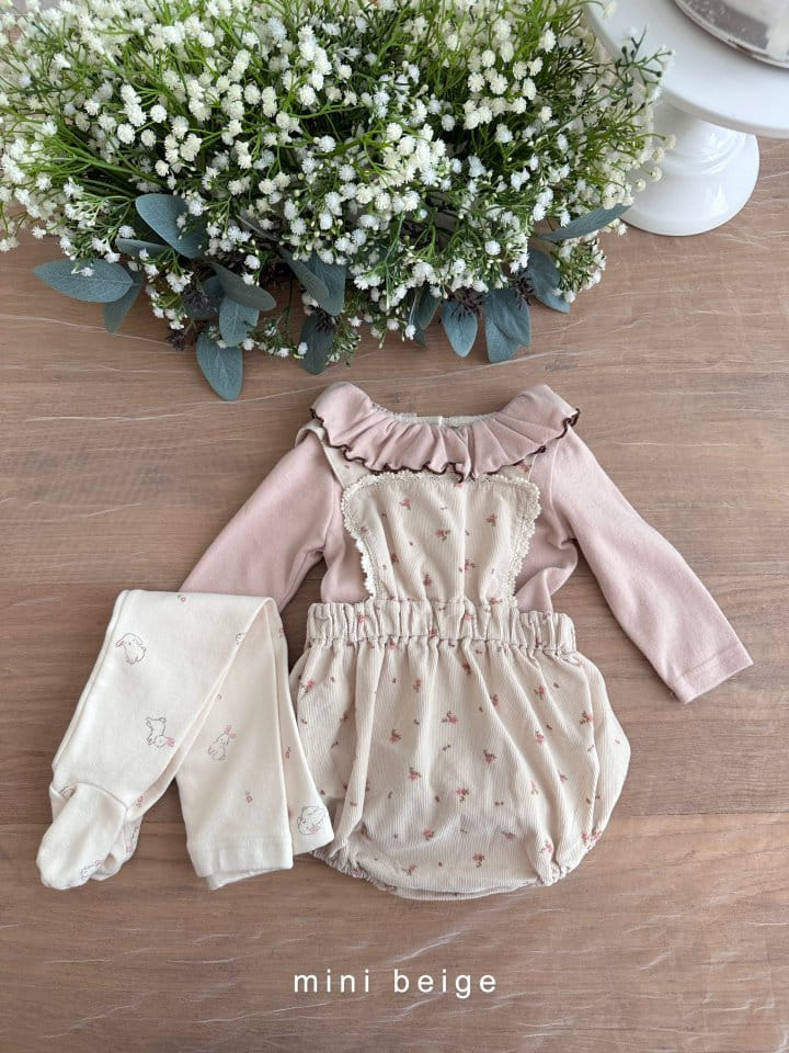 The Beige - Korean Baby Fashion - #babyoutfit - Rib Lace Dungarees Bodysuit - 9