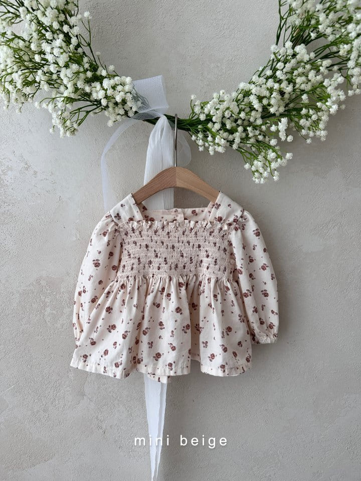 The Beige - Korean Baby Fashion - #onlinebabyshop - Square Smocked Blouse - 4