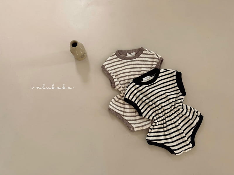 Valu Bebe - Korean Baby Fashion - #babyboutique - Stripes Waffle Bodysuit - 6