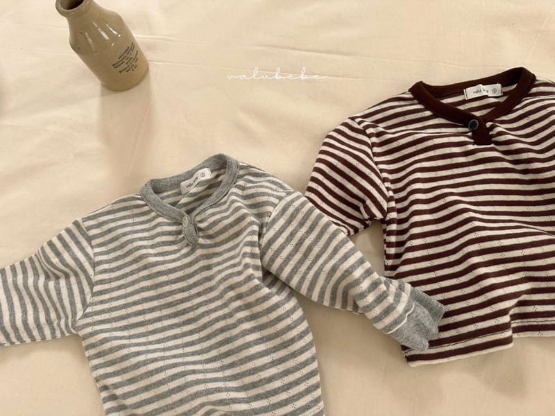 Valu Bebe - Korean Baby Fashion - #babyfashion - Stripes Eyelet Button Tee - 11