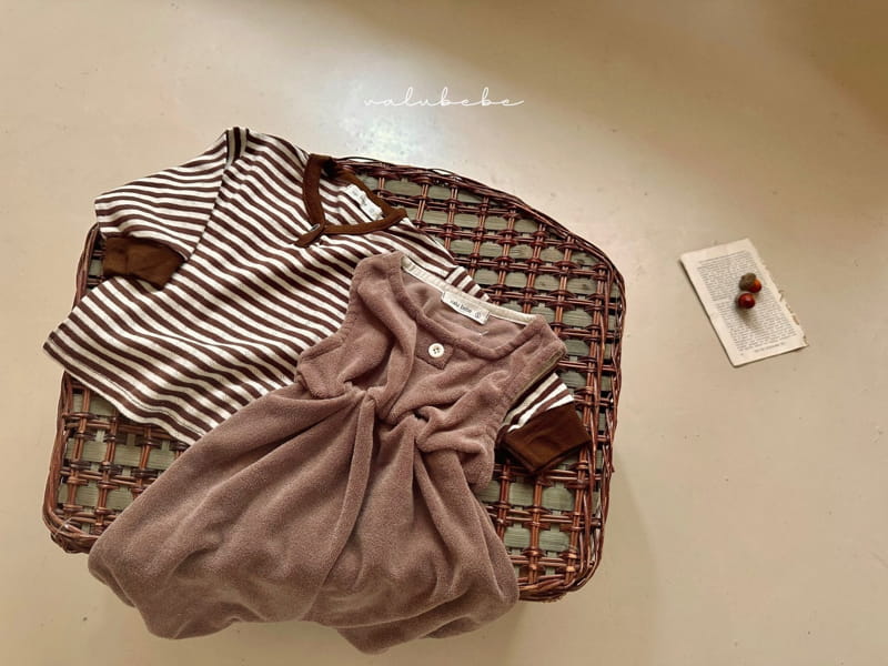 Valu Bebe - Korean Baby Fashion - #babyootd - Stripes Eyelet Button Tee