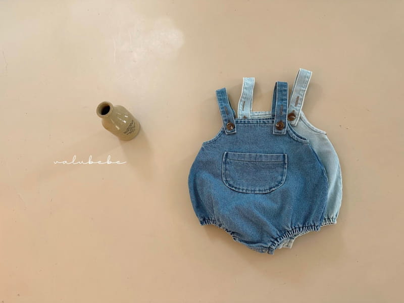 Valu Bebe - Korean Baby Fashion - #babyootd - Denim Dungarees Bodysuit