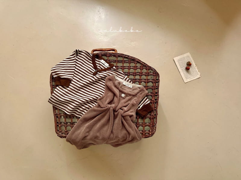 Valu Bebe - Korean Baby Fashion - #babyoutfit - Stripes Eyelet Button Tee - 2