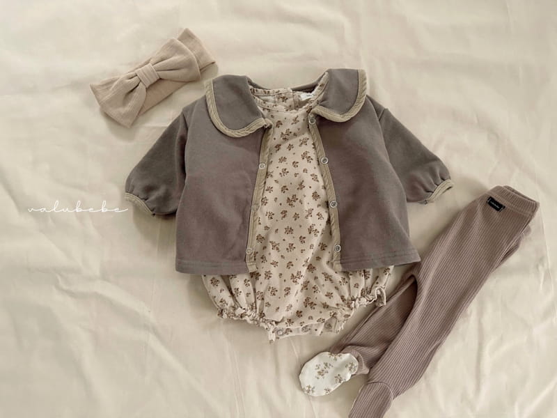 Valu Bebe - Korean Baby Fashion - #babyoutfit - Flower Rib Frill Bodysuit - 6