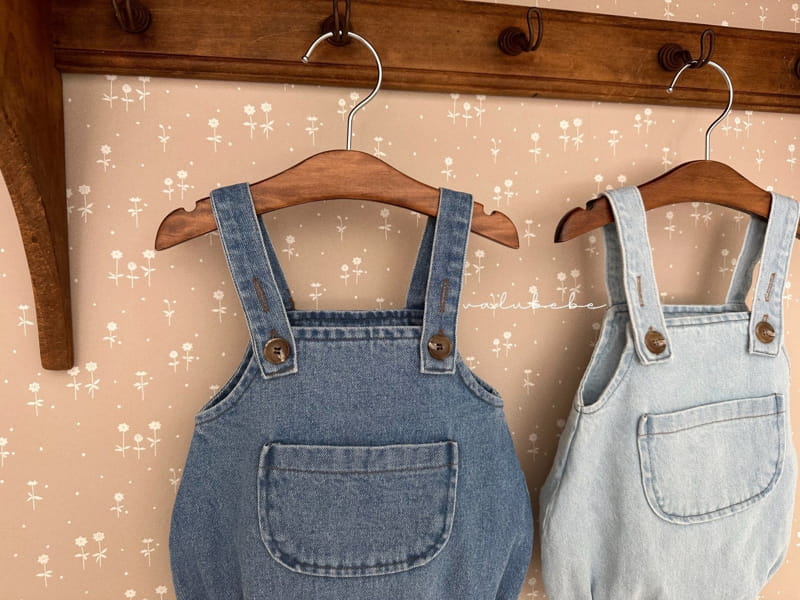 Valu Bebe - Korean Baby Fashion - #babyoutfit - Denim Dungarees Bodysuit - 3