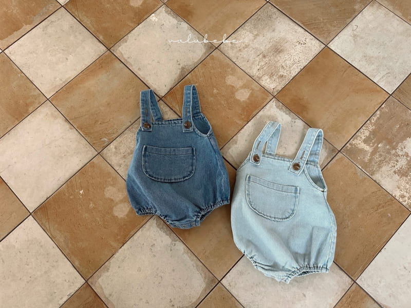 Valu Bebe - Korean Baby Fashion - #babyoutfit - Denim Dungarees Bodysuit - 4