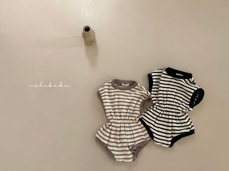 Valu Bebe - Korean Baby Fashion - #onlinebabyboutique - Stripes Waffle Bodysuit - 4