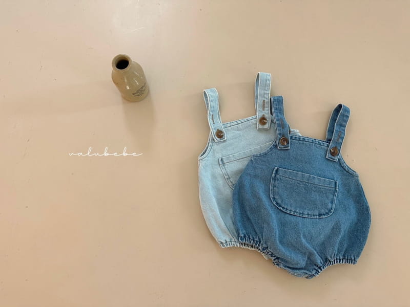 Valu Bebe - Korean Baby Fashion - #onlinebabyshop - Denim Dungarees Bodysuit - 6