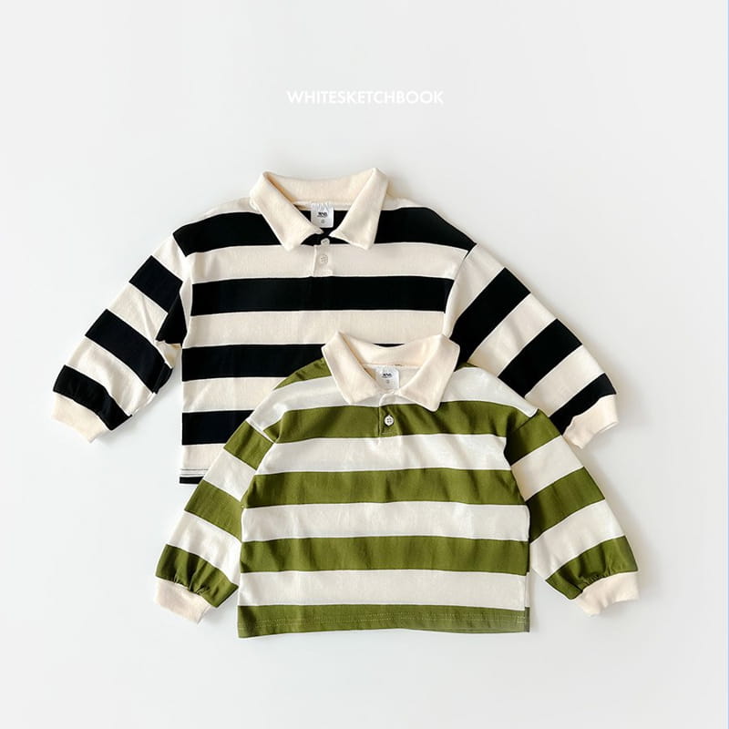 Whitesketchbook - Korean Children Fashion - #kidsshorts - Collar Stripes Tee