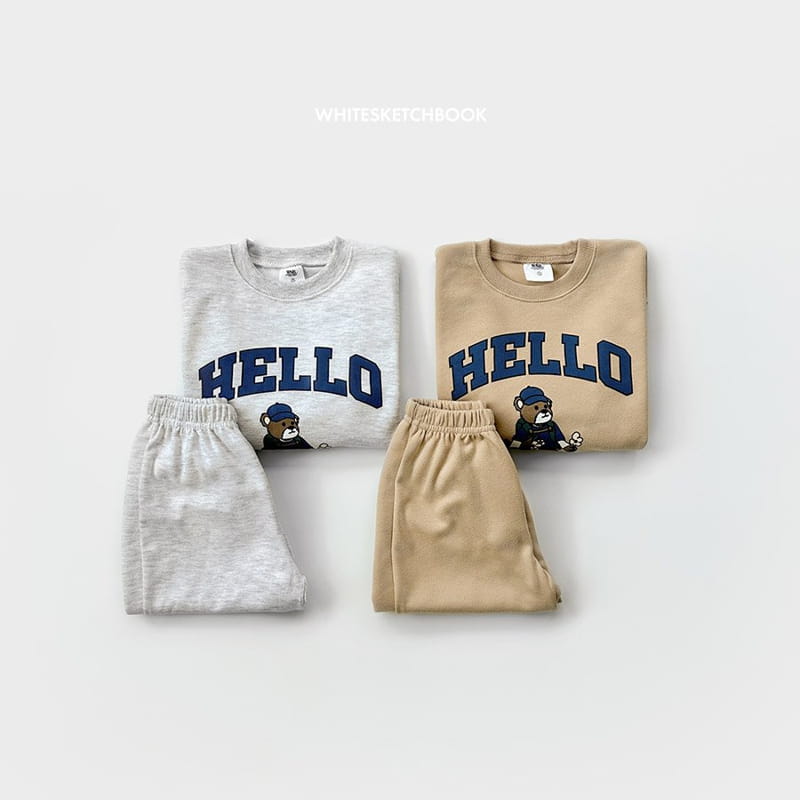 Whitesketchbook - Korean Children Fashion - #kidsshorts - Hello Sweatshirt Set - 2